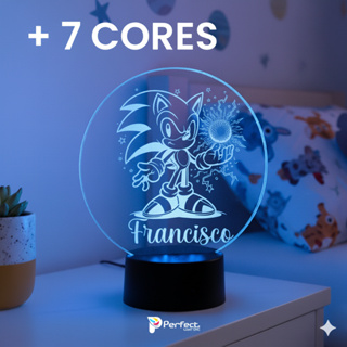 Luminária Acrílica Sonic LED Personalizado Nome Infantil Decorativa Decoração Quarto em Oferta na Shopee
