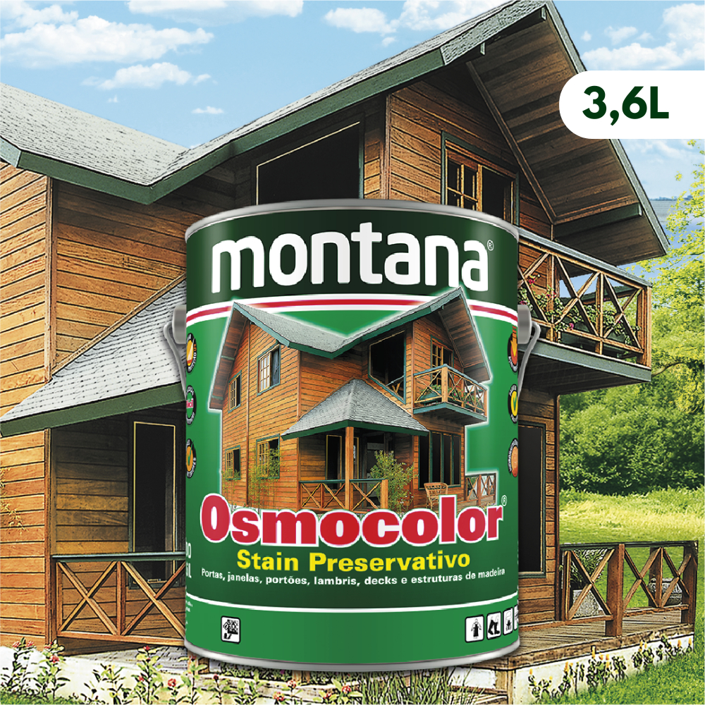 Stain Osmocolor Natural Uv Gold Verniz 3,6L Tinta Lata Impermeabilizante Preservativo Madeira Umidade Acetinado Porta