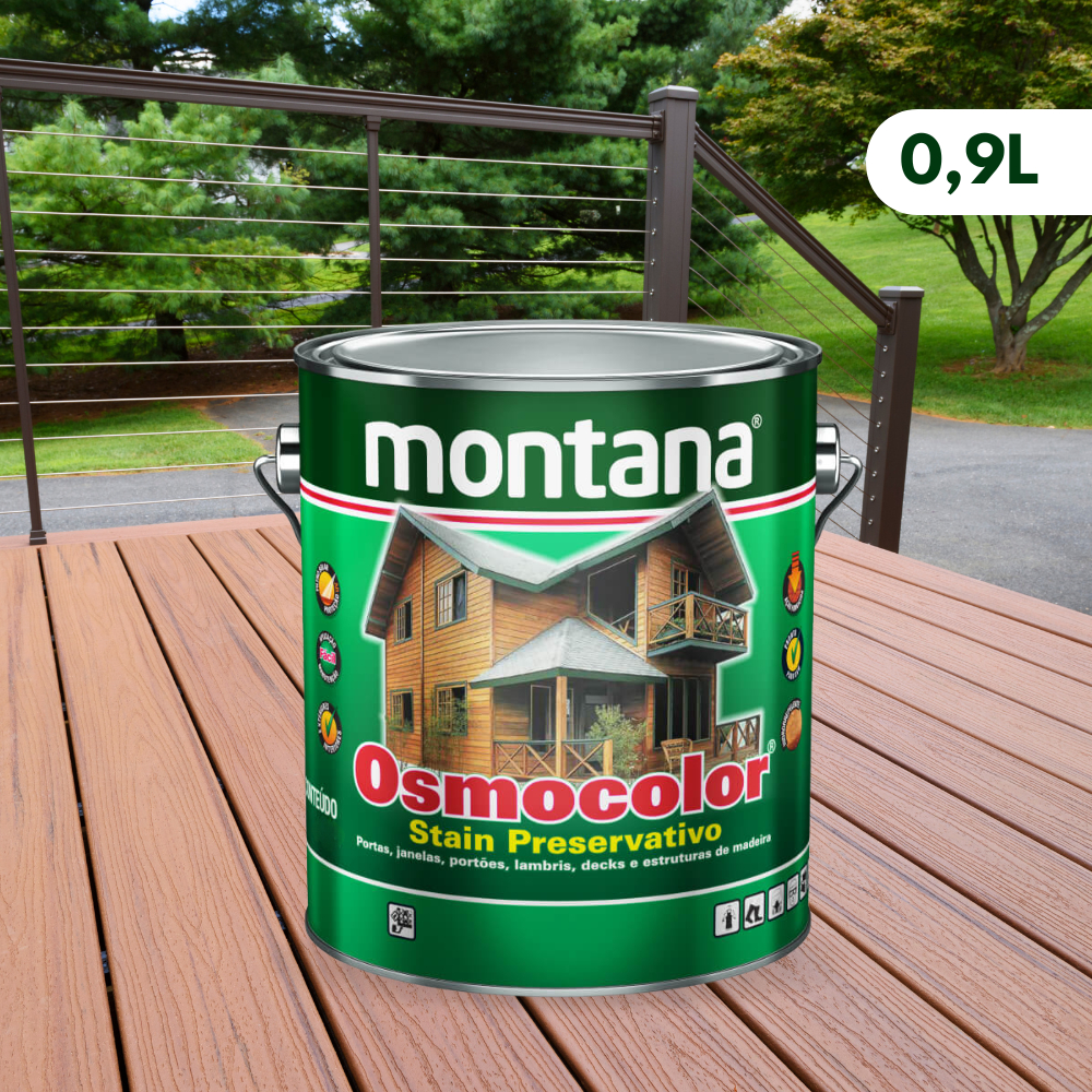 Stain Osmocolor Natural Uv Gold Verniz 0,9L Tinta Lata Impermeabilizante Preservativo Madeira Umidade Acetinado Porta