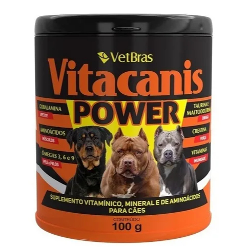 Vitacanis Power 100g Suplemento Vitamínico Pit Bull Cães Forte- Vetbras