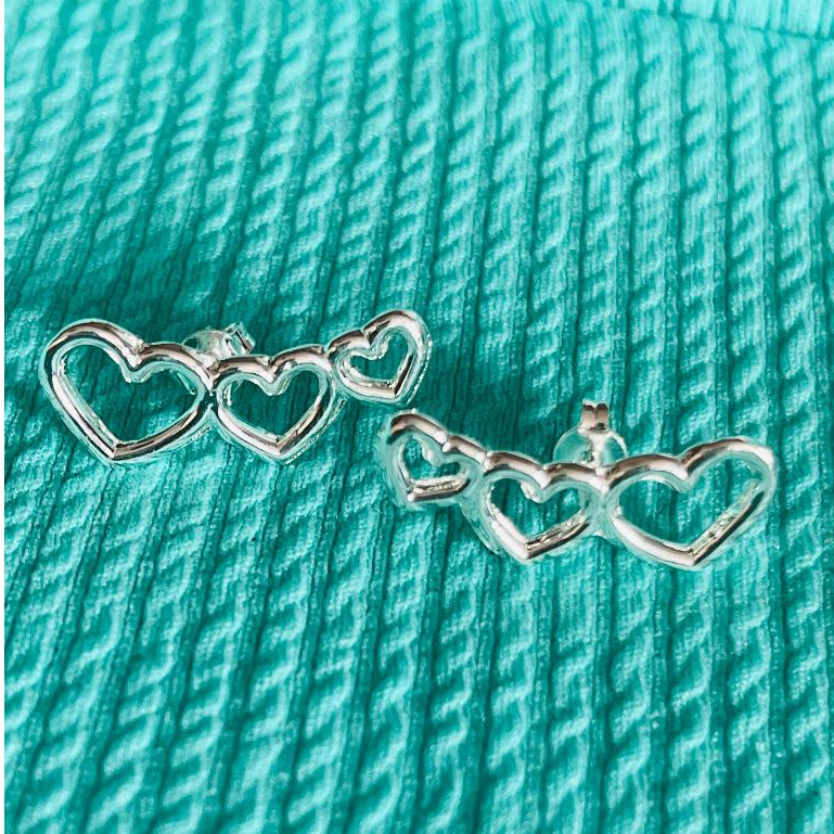 Brincos Coração Vazado Banhado a Prata 925 Tendência Delicado em Oferta na Shopee