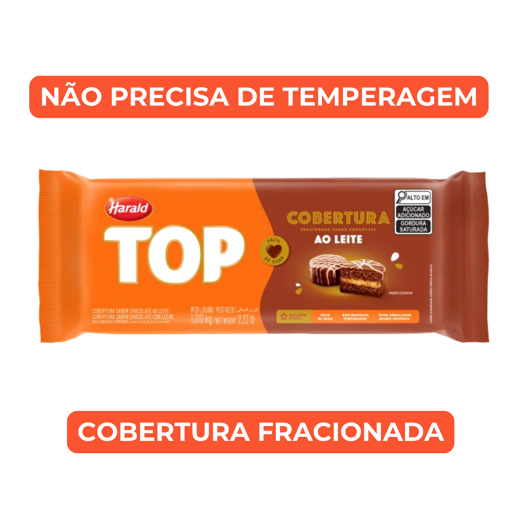 Cobertura Top Ao Leite Barra 1,01kg Harald Chocolate Para Confeitaria em Oferta na Shopee