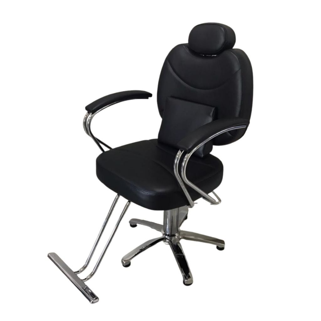 Cadeira de Barbeiro Reclinável Preta Base Estrela com Ajuste Hidráulico, Encosto Móvel e Conforto Profissional Premium em Oferta na Shopee