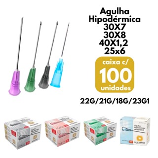 Agulha Hipodérmica Caixa Com 100 Unidades Descarpack Universal 30X7/30X8/40X1,2 22G/21G/18G *ENVIO NO MESMO DIA UTIL* em Oferta na Shopee