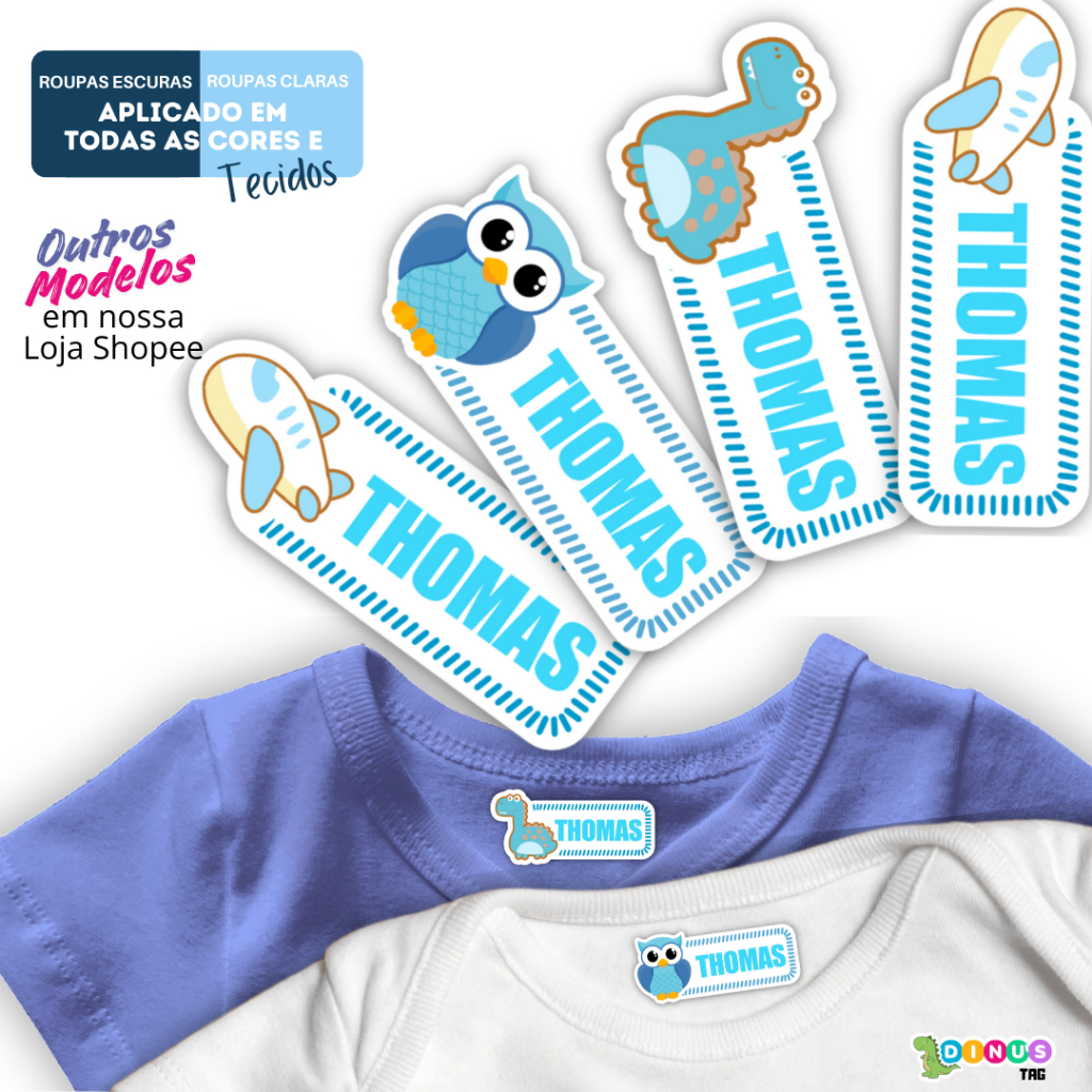 Etiqueta Termocolante para Uniformes, Meias, Mochila - Aplica em Qualquer Tecido  36pçs Boy - Mod.05 em Oferta na Shopee