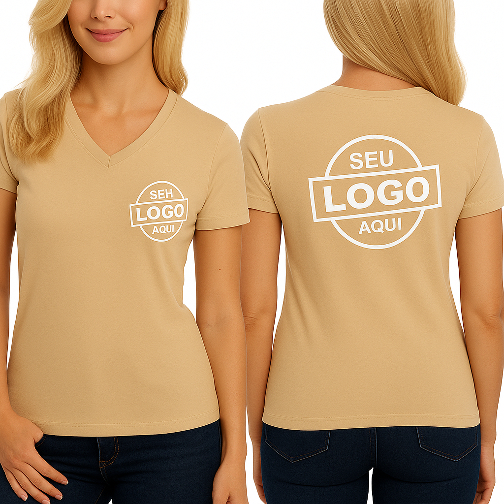 kit 6 t shirts Femininas Personalizadas Gola V Ombro a Ombro Babylook em Oferta na Shopee