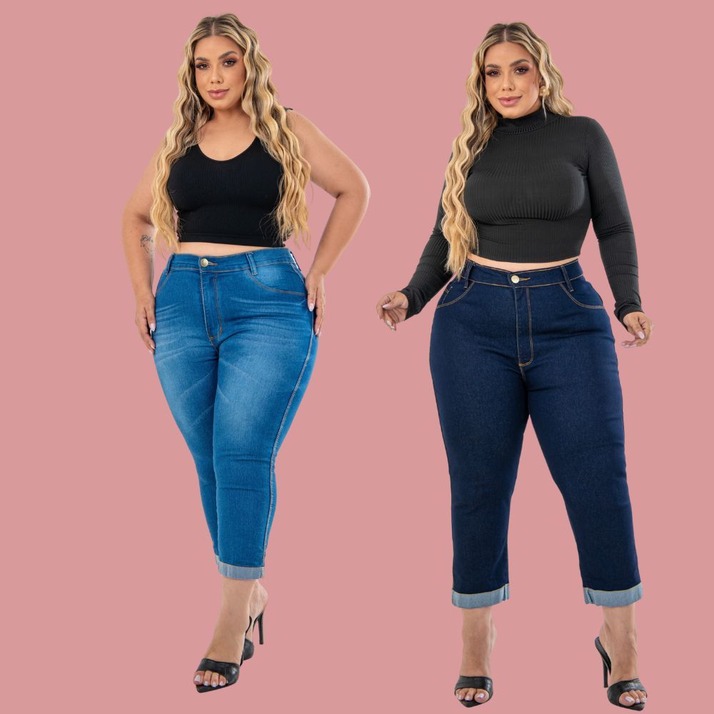 KIT de Calça Jeans Capri Plus Size Feminina 46-54 | Confortável e Moderna