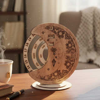 Calendário Perpétuo Giratório Artesanal MDF Redondo Decoração De Mesa em Oferta na Shopee