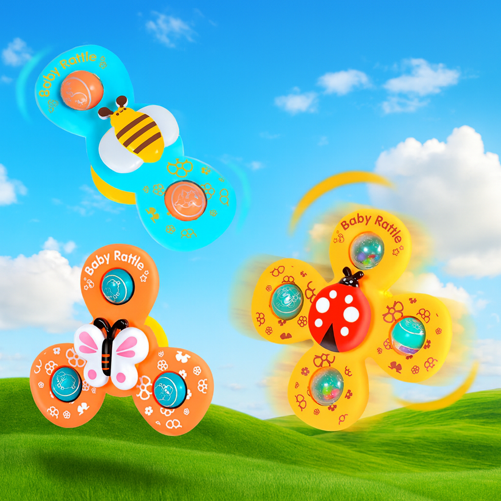 Spinner Baby Brinquedo Infantil Chocalho Giratório Com Ventosa Bebê Banho em Oferta na Shopee