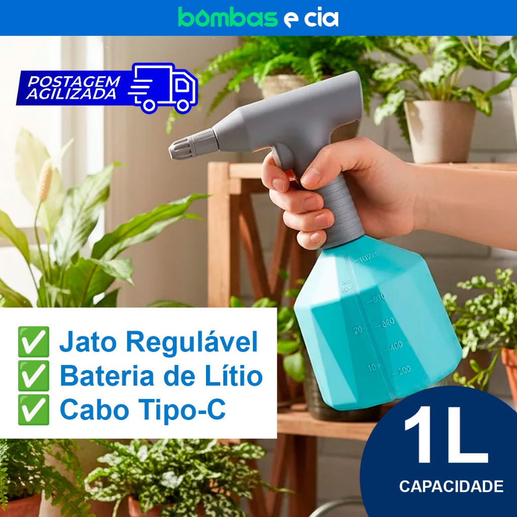 Pulverizador Portátil a Bateria Recarregável 3,7v Capacidade de 1 Litro Cor Azul em Oferta na Shopee
