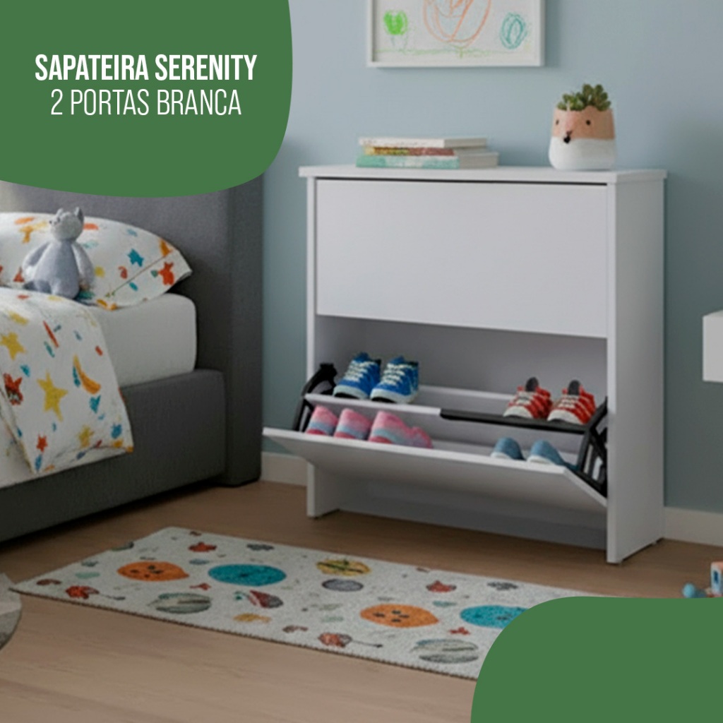 Sapateira com 2 Portas Multiuso Organizadora Para Quarto e Hall Em Mdf