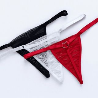 Kit 3 Calcinha Fio Dental Lingerie Feminina Sensual Com Pingente Traseiro em Oferta na Shopee