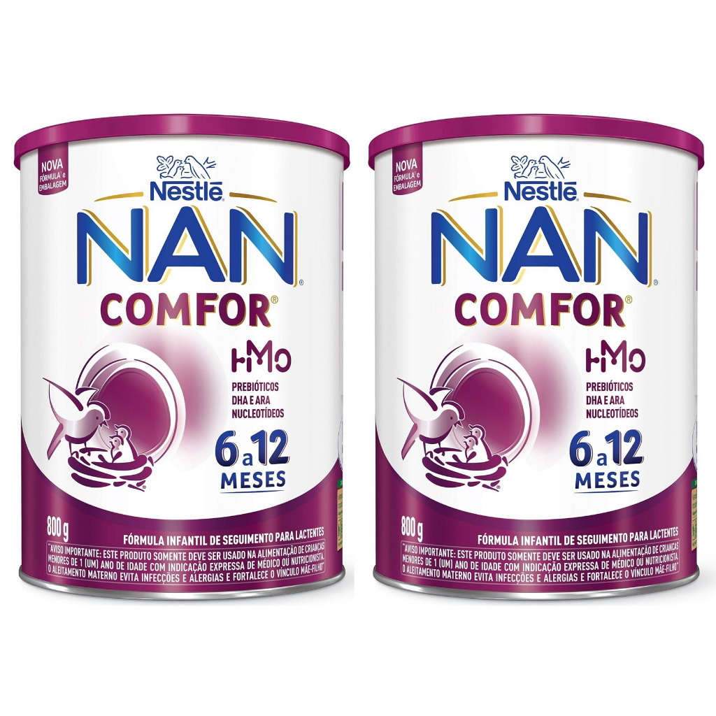 Kit 2 Latas NAN Comfor 6 a 12 meses (ROXO) 800g cada em Oferta na Shopee