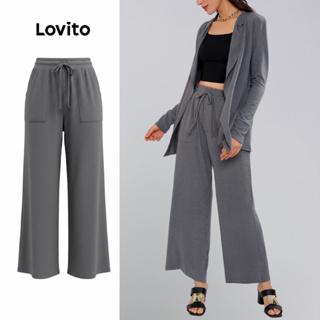 Lovito Calça Longa Com Bolsos em Malha Tricot Feminina PTB598BRL628 em Oferta na Shopee
