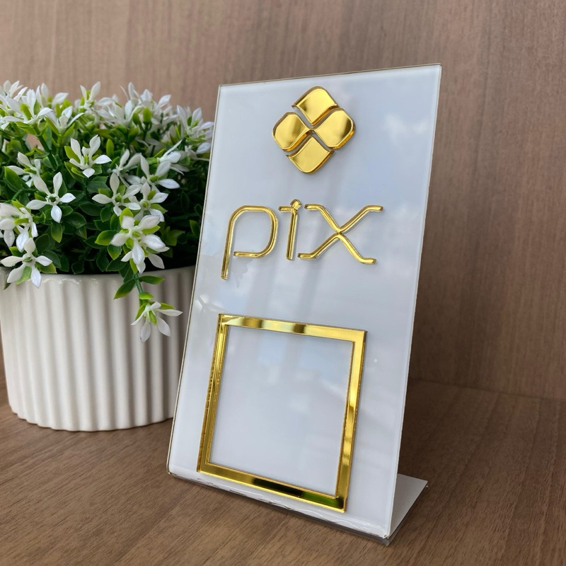 Placa Pix Pagamento QrCode de Mesa Balcão Acrílico em Oferta na Shopee