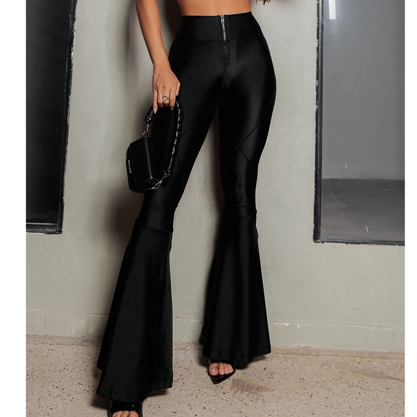 Calça Flare Ziper Tecido Prado Ferrara Tendencia Festa Noite em Oferta na Shopee