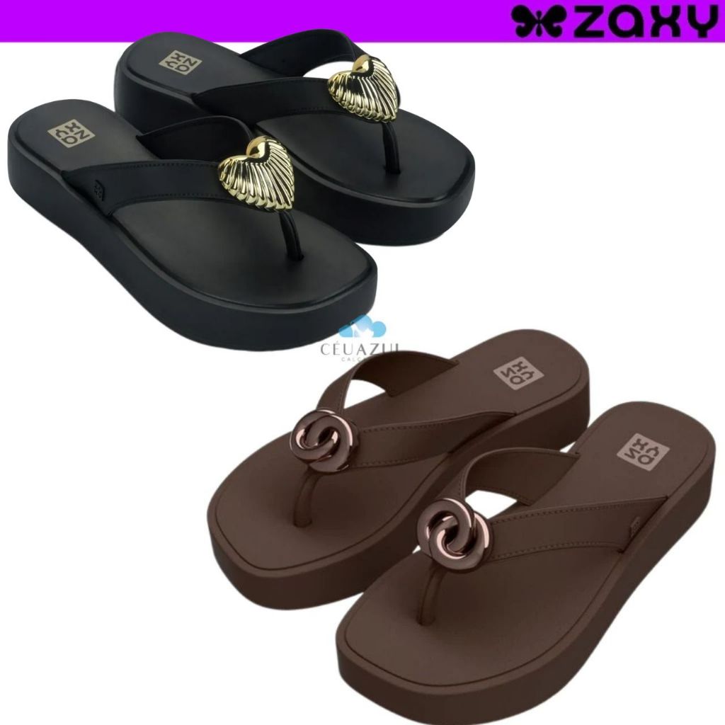 Sandalia Zaxy Feminino Plataforma Conforto Detalhe Metalizado Casual em Oferta na Shopee