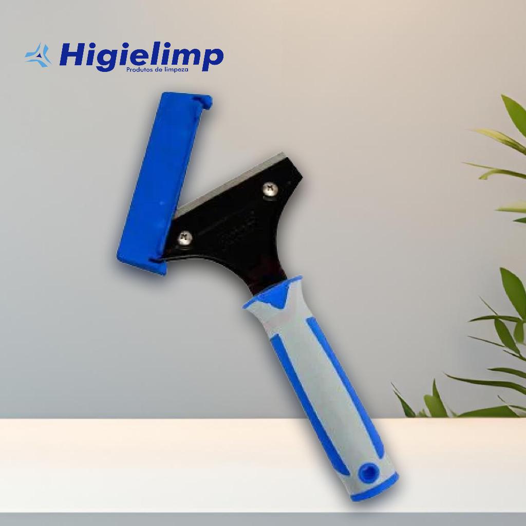 KIT - RASPADOR MULTIUSO CABO EMBORRACHADO 10CM AZUL + 1 LAMINA - BRALIMPIA