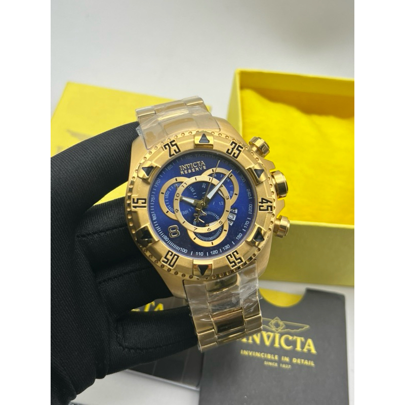 Relógio Invicta Reserve Excursion, mostrador azul - Dourado 18K