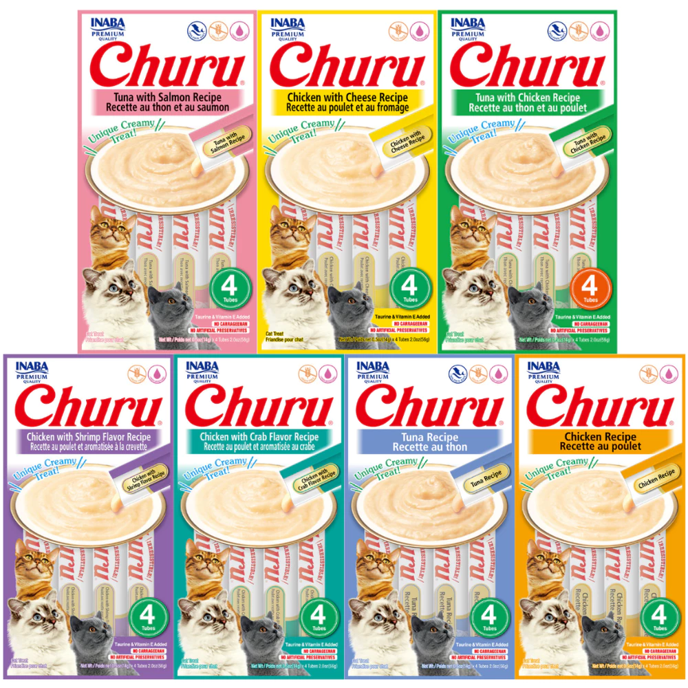 Churu Petisco para gatos Pate sache kit com 7 pacotes sabores sortidos