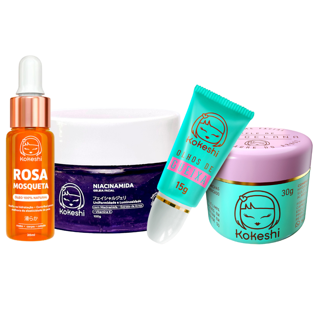 Kit Skin Care Renovadores Rosa Mosqueta Niacinamida Kokeshi em Oferta na Shopee