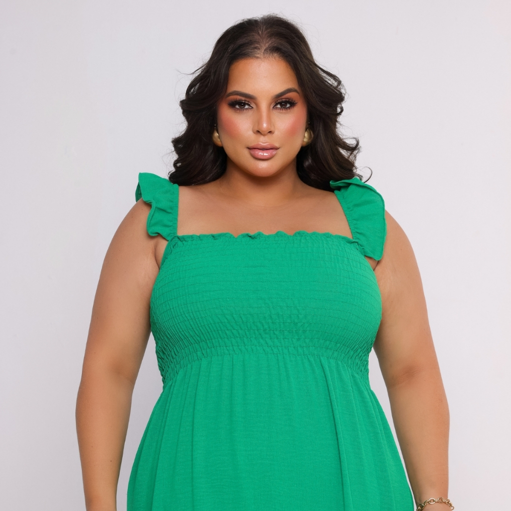 Vestido Longo Plus Size Feminino Com Silhueta Solta E Fenda em Oferta na Shopee