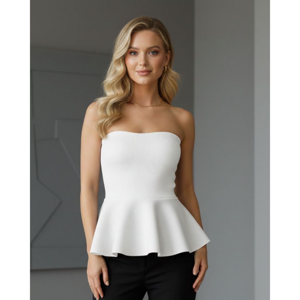 Blusa Feminina Peplum em Tricot Tomara Que Caia Babado Tricô Verão em Oferta na Shopee