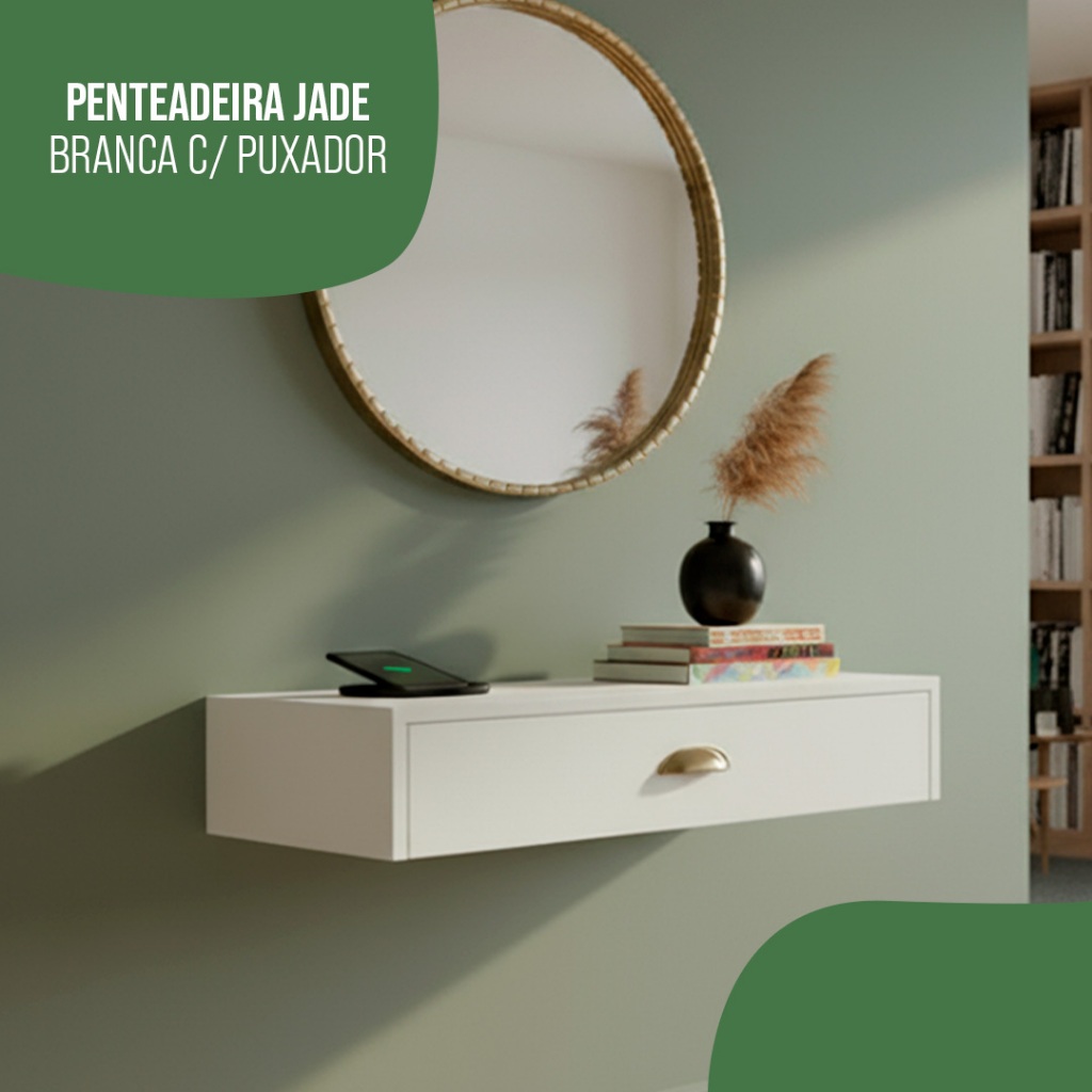 Penteadeira Suspensa com Gaveta Multiuso Organizadora Maquiagens Hall de Entrada