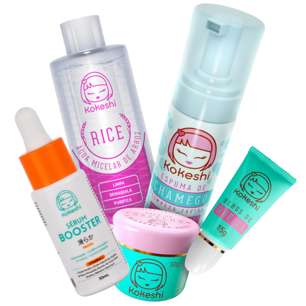 Imagem Kit 5 Produtos Skincare Kokeshi Limpeza e Hidratação