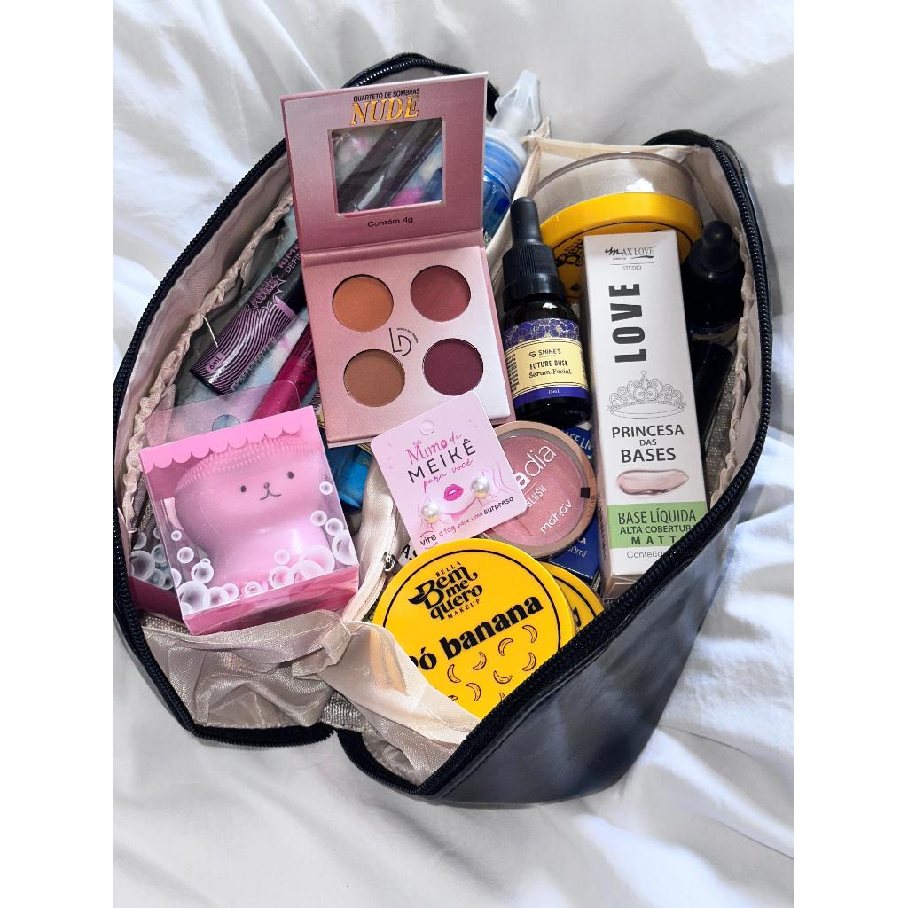 Estojo Maleta Maquiagem até 25 Itens Completo Skin Care Blush Paleta Rímel Gloss Base Lápis Pincel em Oferta na Shopee