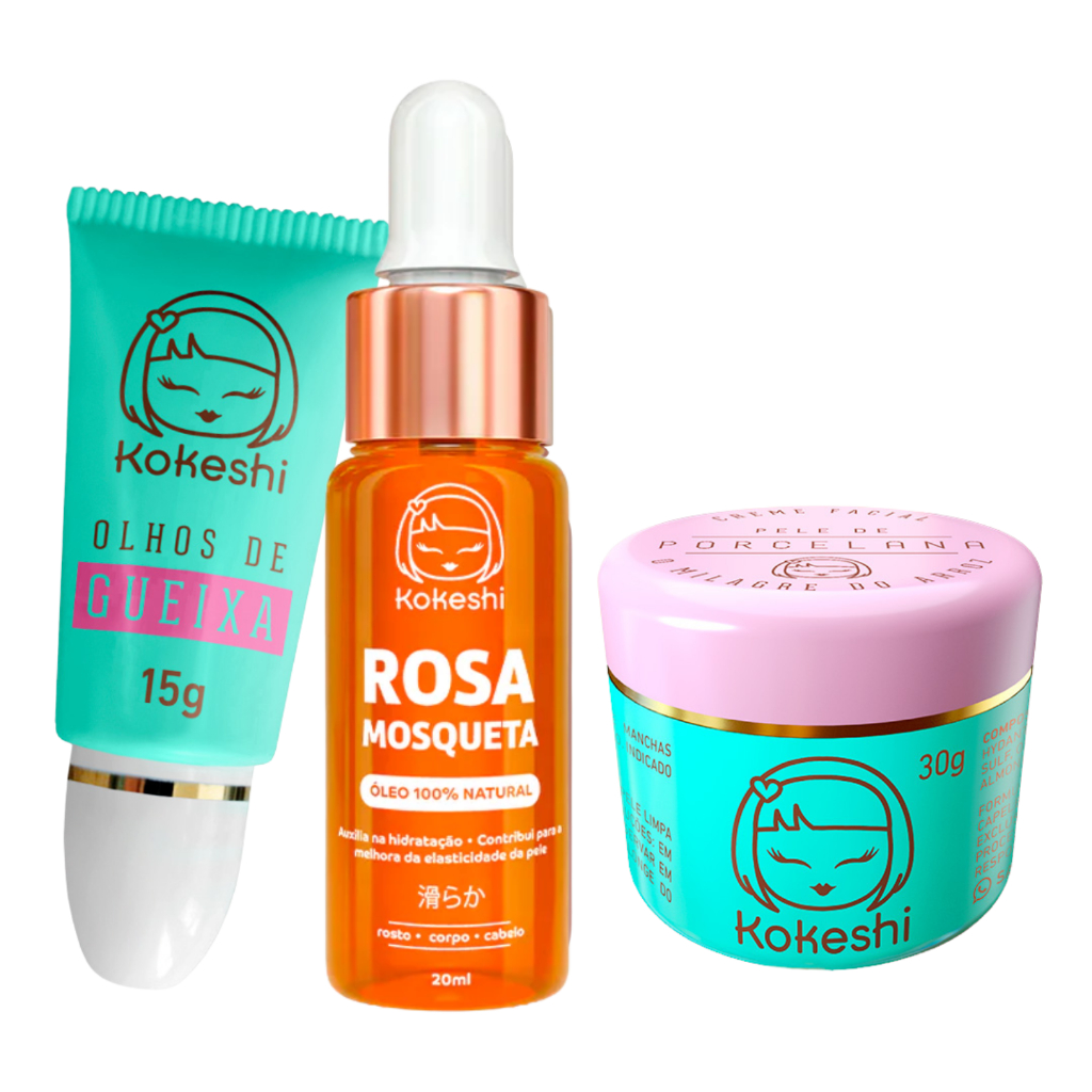 Kit Renovadores Pele Porcelana Óleo de Rosa Mosqueta Kokeshi