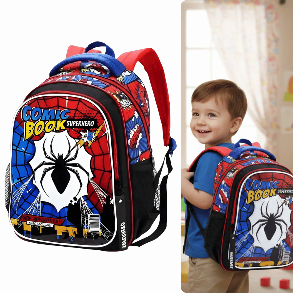 Mochila De Costa Menino Homem Aranha Aranha Infantil Escolar Tamanho Grande
