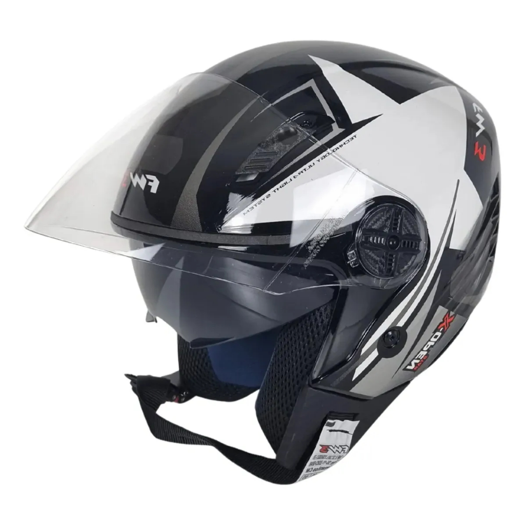 Capacete Aberto FW3 X Open Up Star + Óculos Interno Fumê em Oferta na Shopee