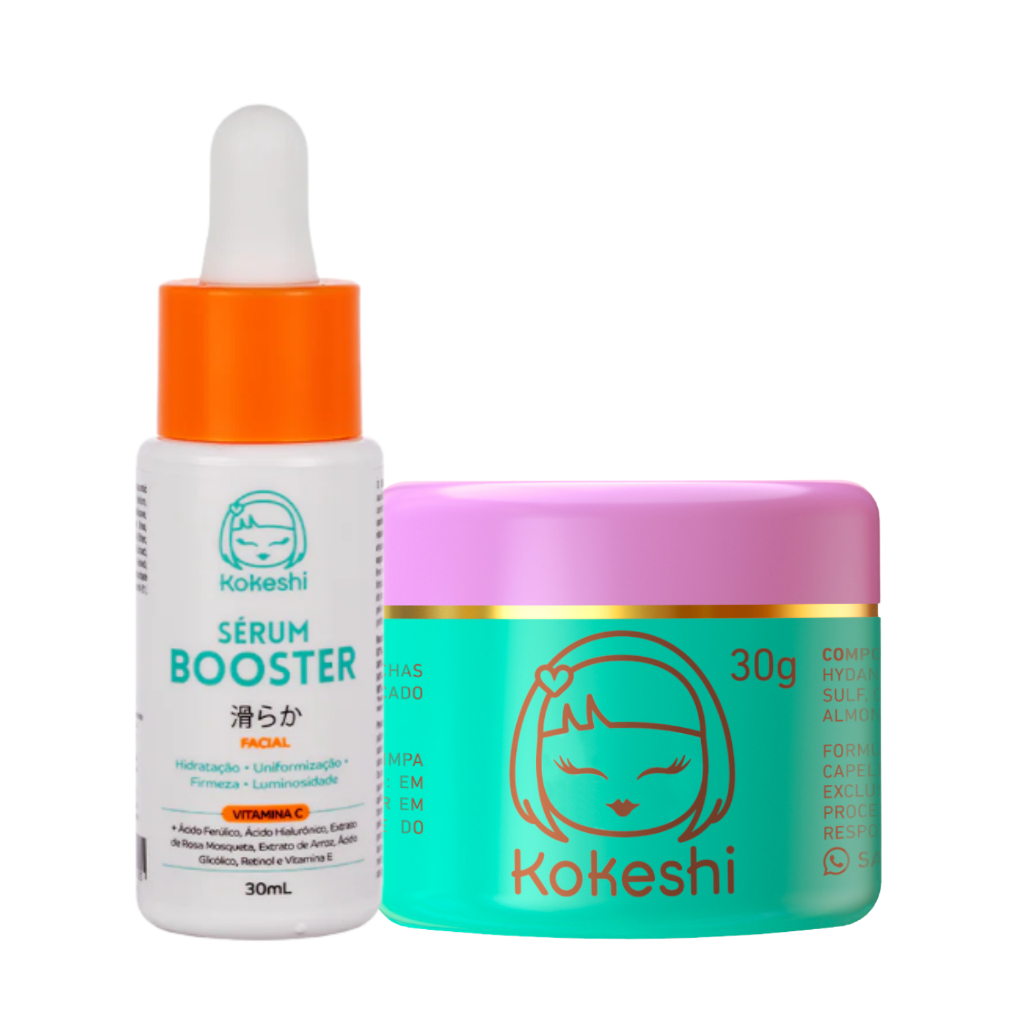 Kit Creme Pele de Porcelana e Sérum Booster Vitamina C Kokeshi Hidratantes em Oferta na Shopee