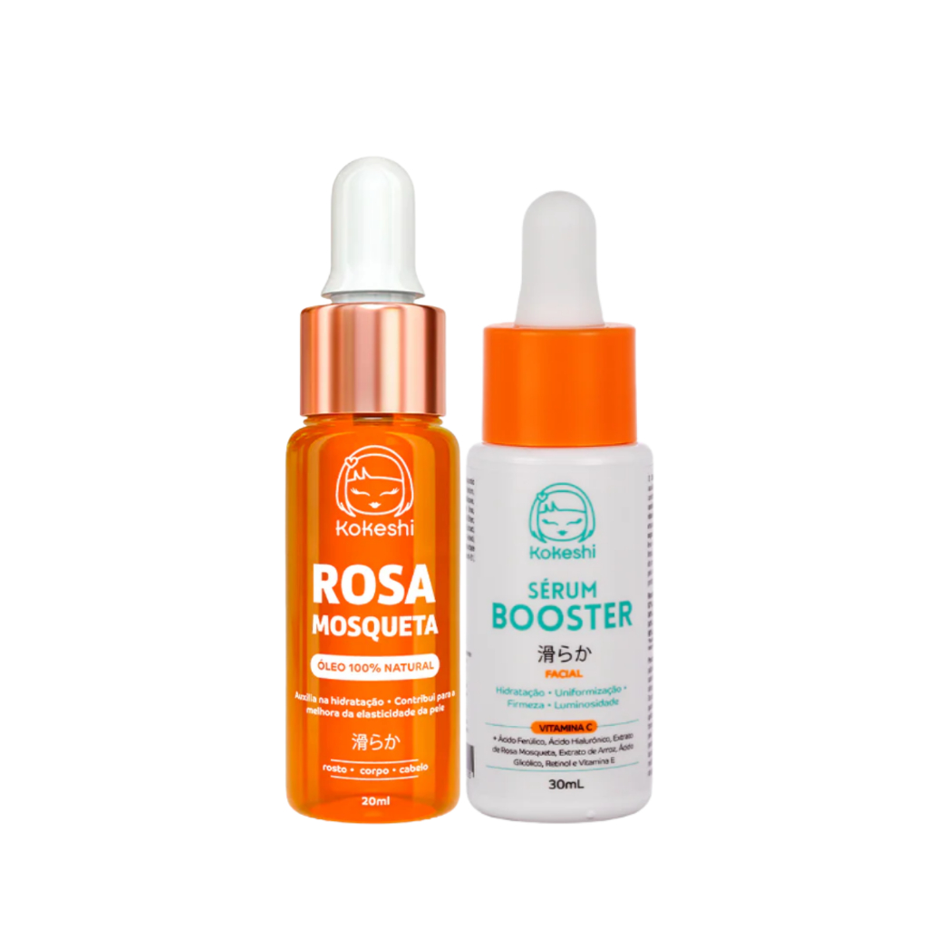 Kit Kokeshi Sérum Vitamina C + Óleo Rosa Mosqueta 100% Puro em Oferta na Shopee