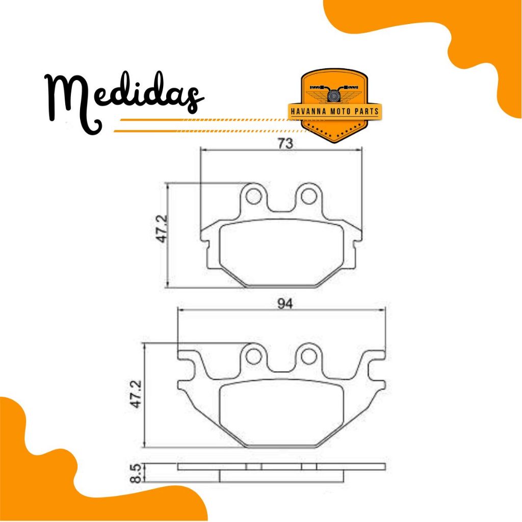 Detalhes do Kit Pastilhas de Freio P/ Dafra Nhx 190 2025 / Nh 190 2025 / Nh 300 Abs 2025 / Next 250 Diafrag