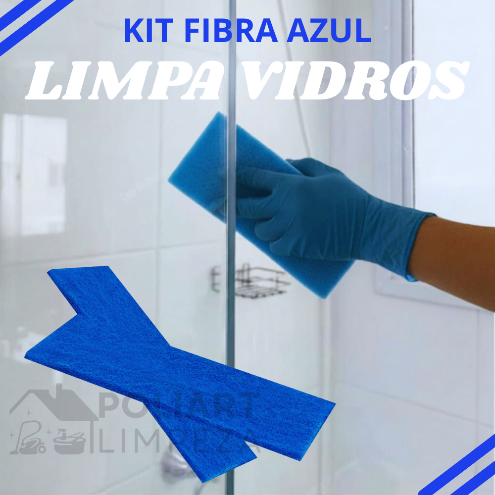 Kit Fibras Limpa Vidros Box Banheiro Blindex Janelas Portas Mesas Vãos Espelhos Limpador Esponja Bucha  Poliart