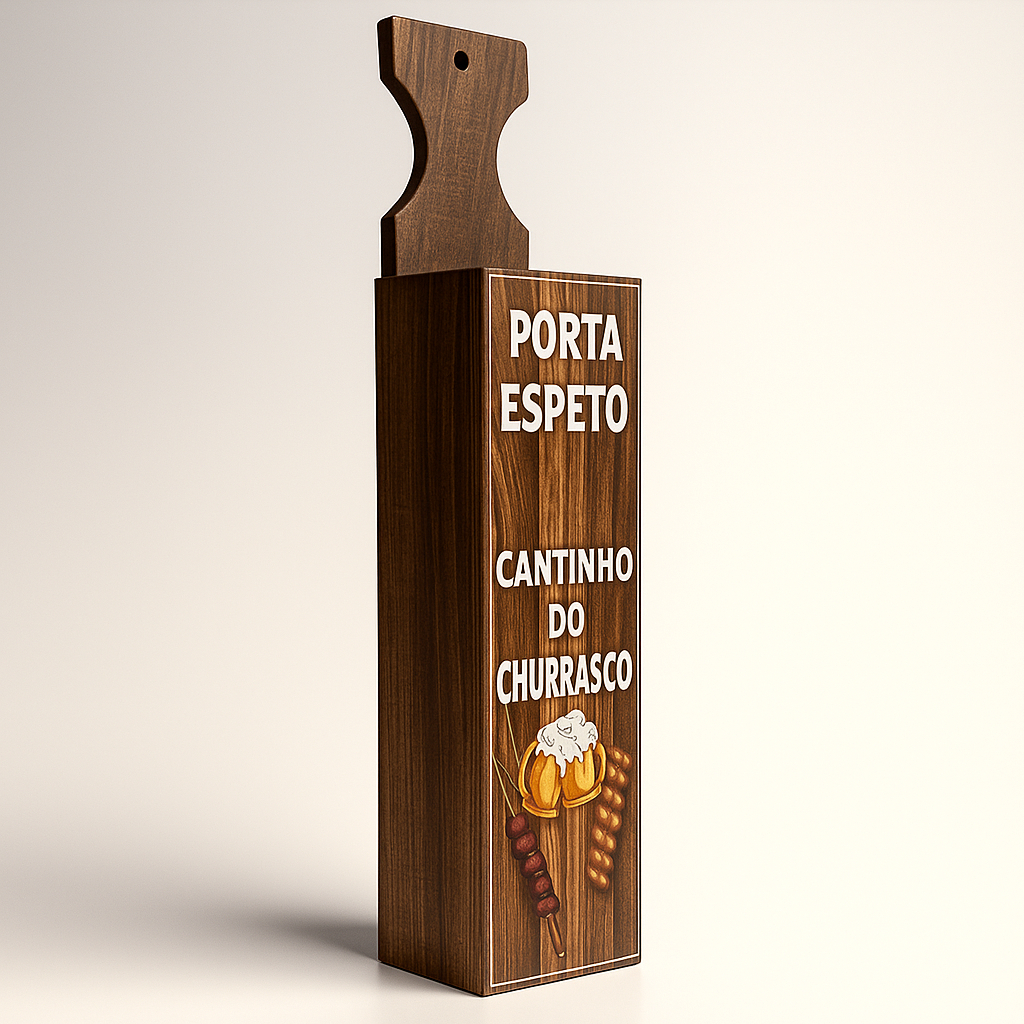 Suporte Porta Espetos De Churrasqueira Grande Madeira 67cm