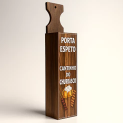 Suporte Porta Espetos De Churrasqueira Grande Madeira 67cm