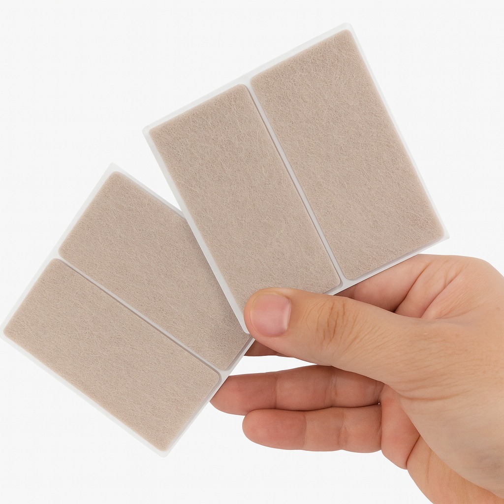Kit 4 Protetor De Feltro Adesivo Anti Impacto Ruído Moveis Casa Almofada Adesiva Retangular 8×3,8cm