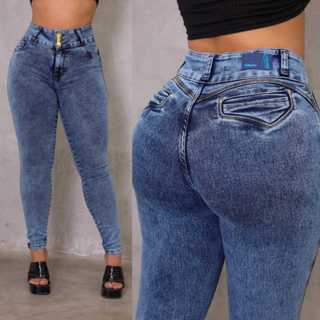 Calça Jeans Feminina Skinny Cós Alto Bolso Embutido Com Lycra 3 Botões em Oferta na Shopee