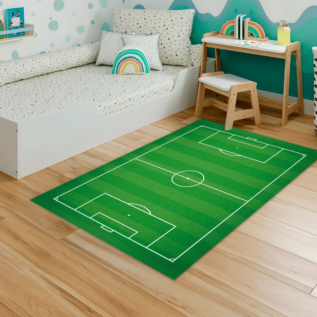 Tapete Infantil Campo de Futebol Divertido Retangular 118x70 Futebol Soccer em Oferta na Shopee