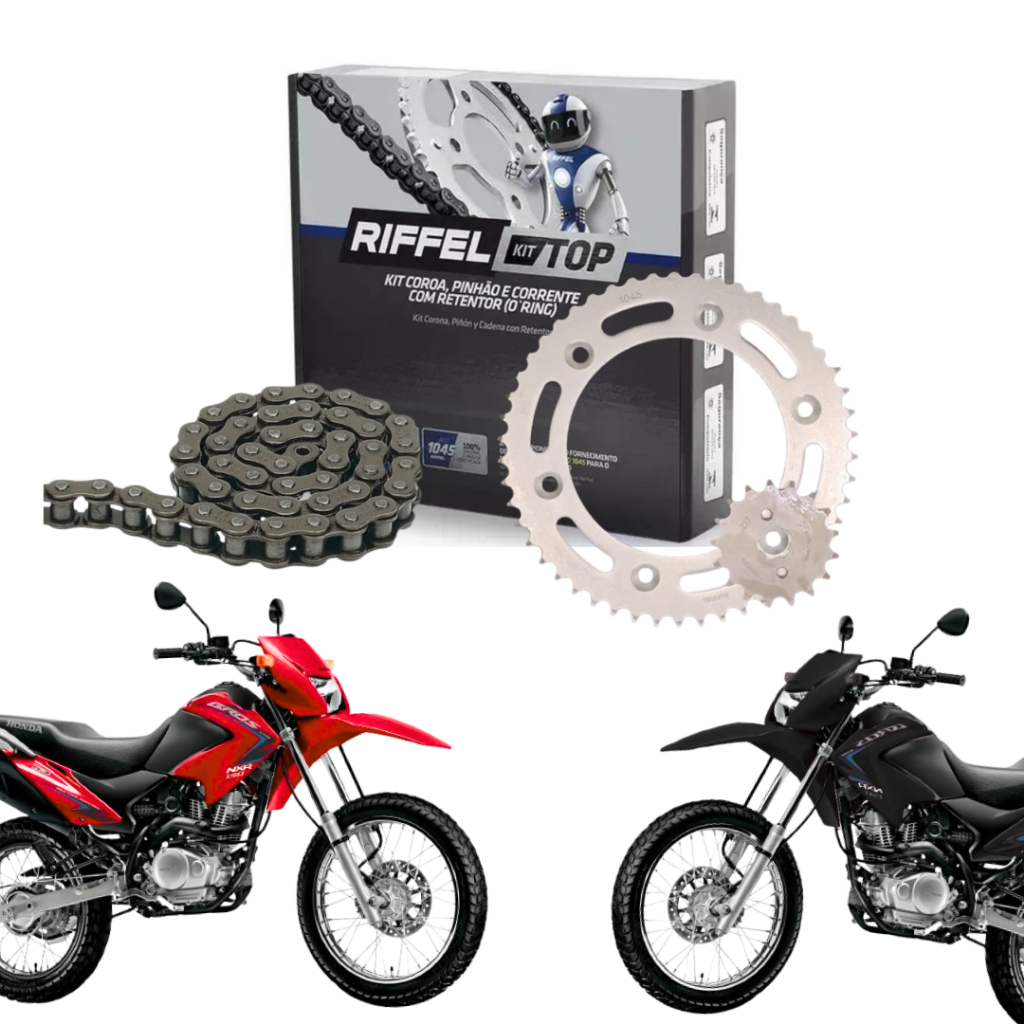 Kit Relação Transmissão Tração Com Retentor Nxr 150 Bros 2006 2007 2008 2009 A 2015 Original Riffel