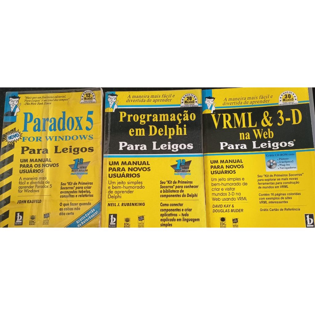 Kit 3 em 1 Programação Em Delphi: Para Leigos, Paradox 5 for windows para leigos e VLMR& 3 D