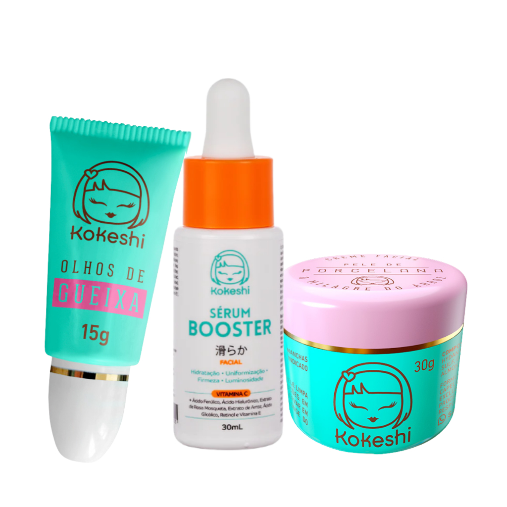 Kit Renovadores Kokeshi Pele de Porcelana Gueixa Sérum Vit C em Oferta na Shopee