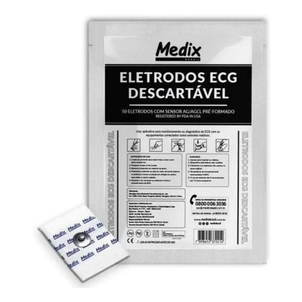 Eletrodo ECG descartável Medix Adulto SF22 com sensor AG/AGCL - kit com 500/1000/2000