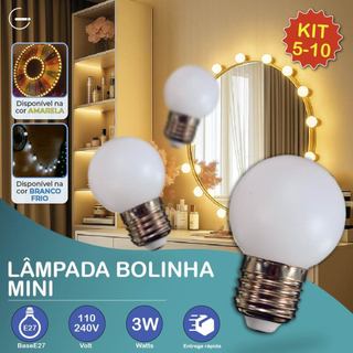 Kit 5/10 Lâmpadas Led Mini Bulbo Bolinha Luz Fria ou Quente 3W E27 110V-220V Bivolt