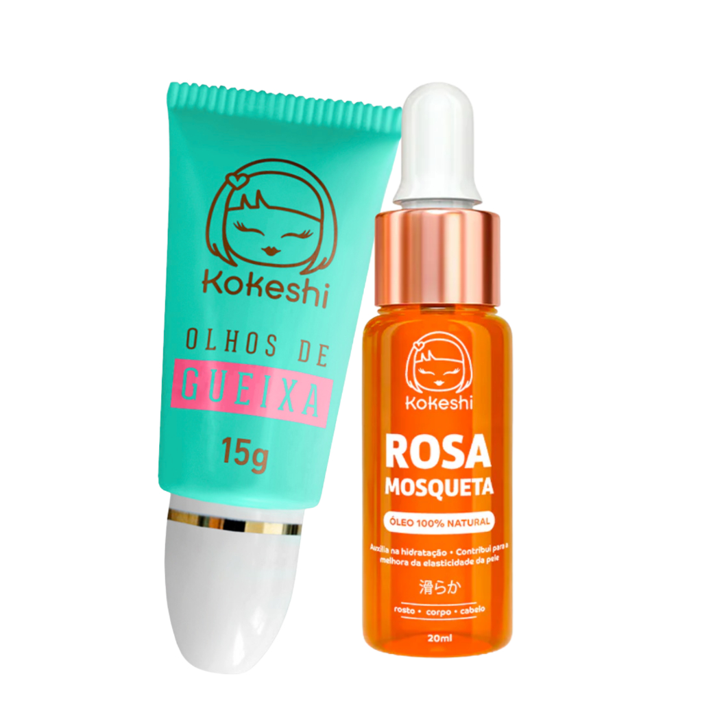 Kit Kokeshi Olhos de Gueixa e Óleo de Rosa Mosqueta com Hidratação Intensa em Oferta na Shopee