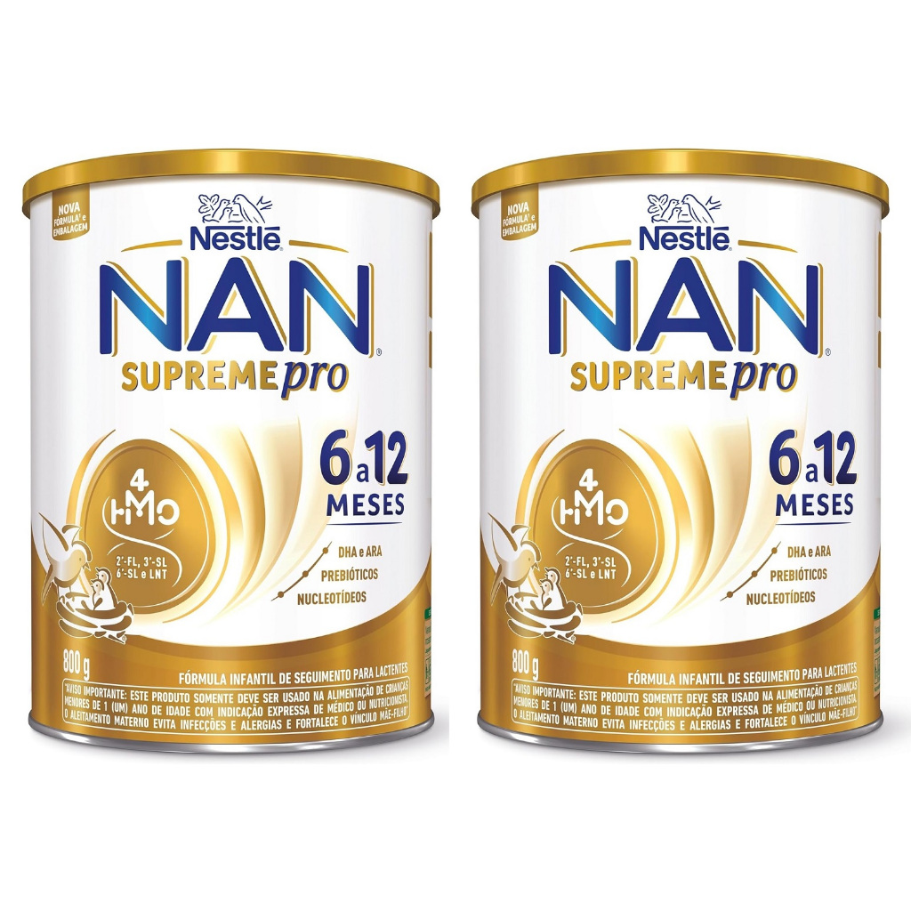 Kit 2 Latas NAN Supreme Pro 800gr 6 - 12 meses (AMARELO) EQ.1