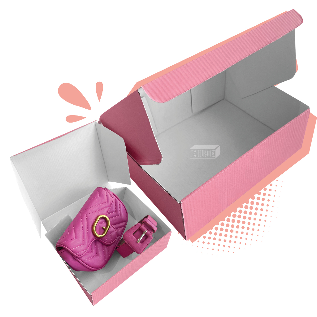 Kit Caixas de Papelão Rosa 20x16x7cm E-Commerce Envios Correio Cosméticos em Oferta na Shopee